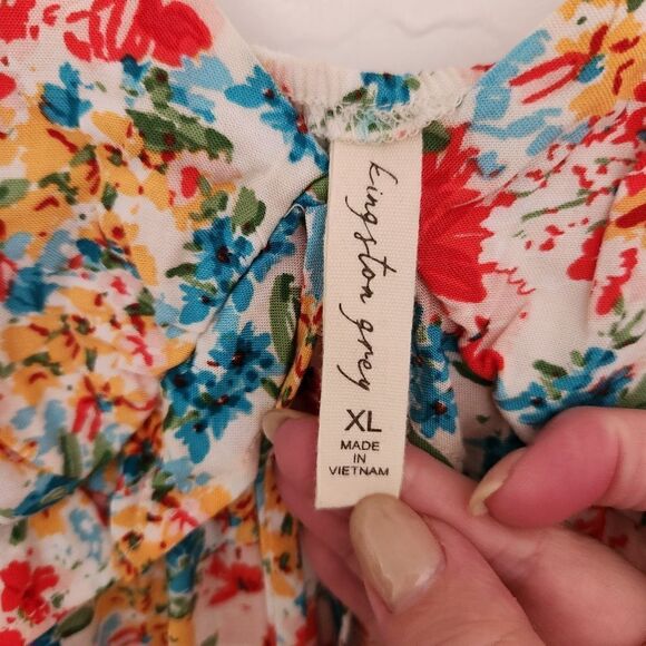 Kingston Grey Womens Juniors Floral Print Maxi Dress Size XL - Picture 5 of 10